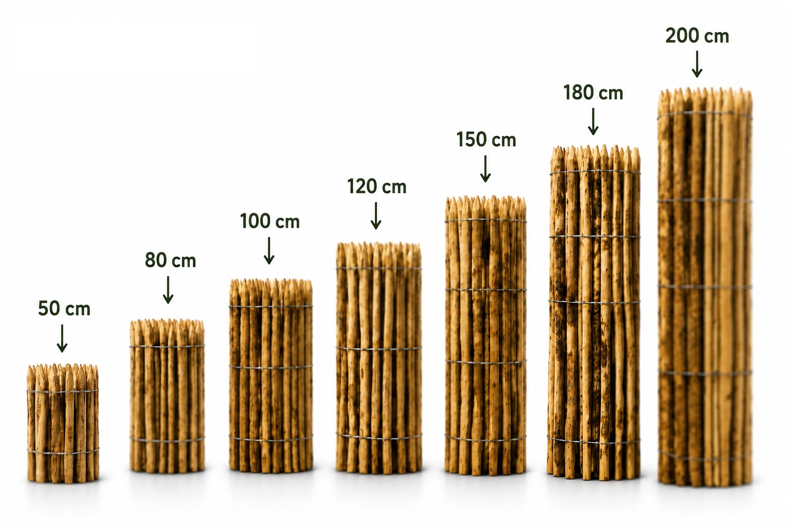 Rouleaux de ganivelle en châtaignier, de 50 à 200 cm de hauteur