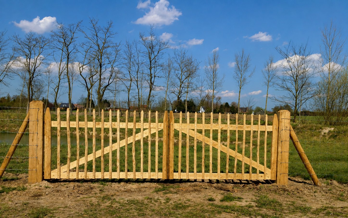 Portail en châtaignier à l'entrée d'une prairie